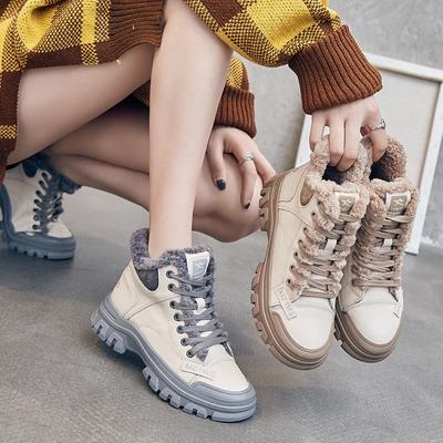 Martin Boots Women's New Winter Velvet Thickened Cotton Shoes Non-slip Warm Lace-up Fashion Snow Boots