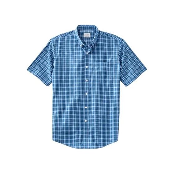 [LLB] Men s Wrinkle Free Kennebunk Sports Shirt, Traditional Fit Short Sleeve Check US Fit Regular