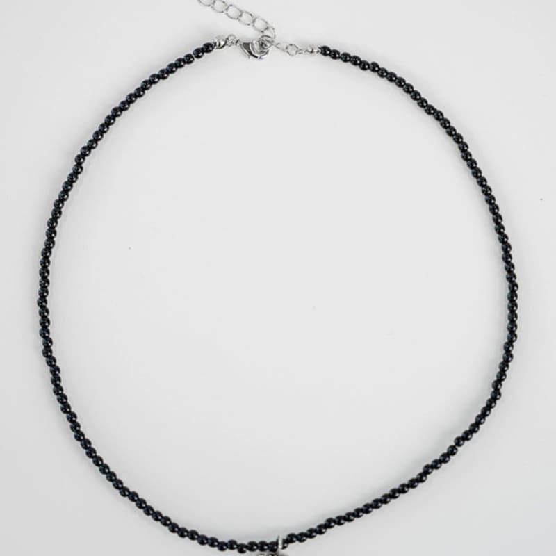 

URBANIA Beaded Heart Necklace DDA0049 Black FREE