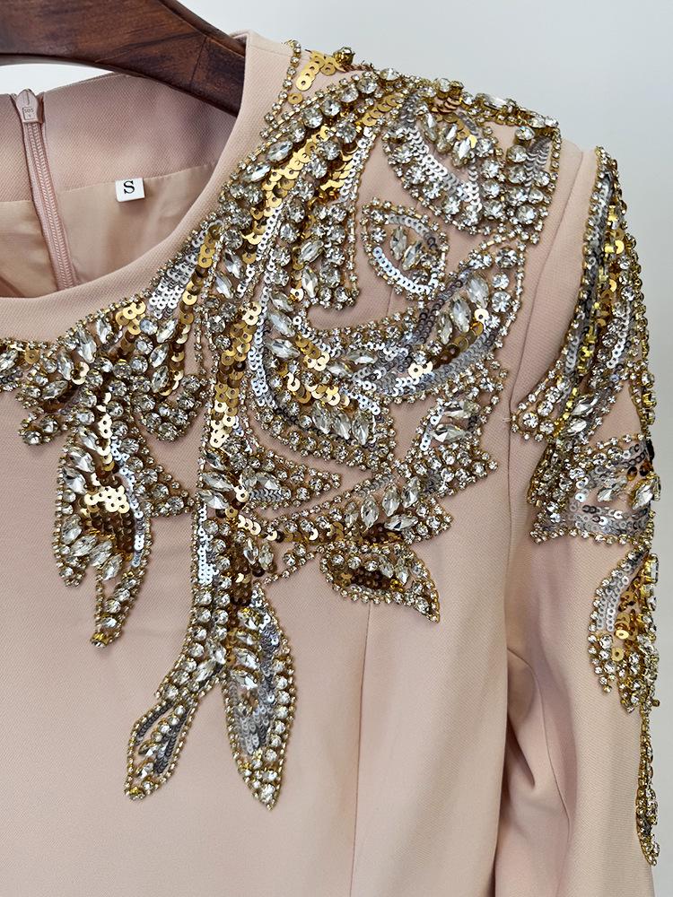 2026 Europäisches & Amerikanisches Designer-Langes Ballkleid mit Starker Perlenstickerei & Strasssteindetails