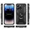 For iPhone 15 Pro Kickstand Phone Case PC+TPU Cover with Built-in Magnetic Holder Metal Sheet