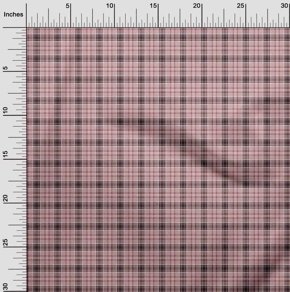 oneOone Cotton Cambric Dark Rose Brown Fabric Check Dress Material Fabric Print Fabric By The Yard 42 Inch
