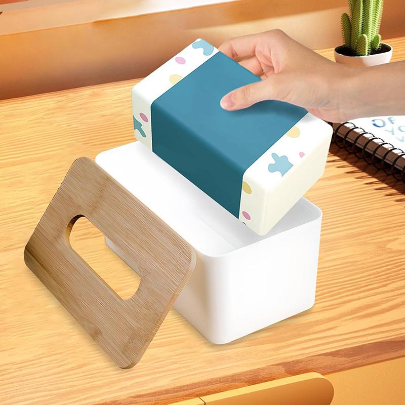 1/2 Stück Haushaltstaschentuchbox Kunststoff mit Deckel Quadratischer Serviettenhalter Behälter Feuchttücher Spender Etui Auto Organizer TMZ