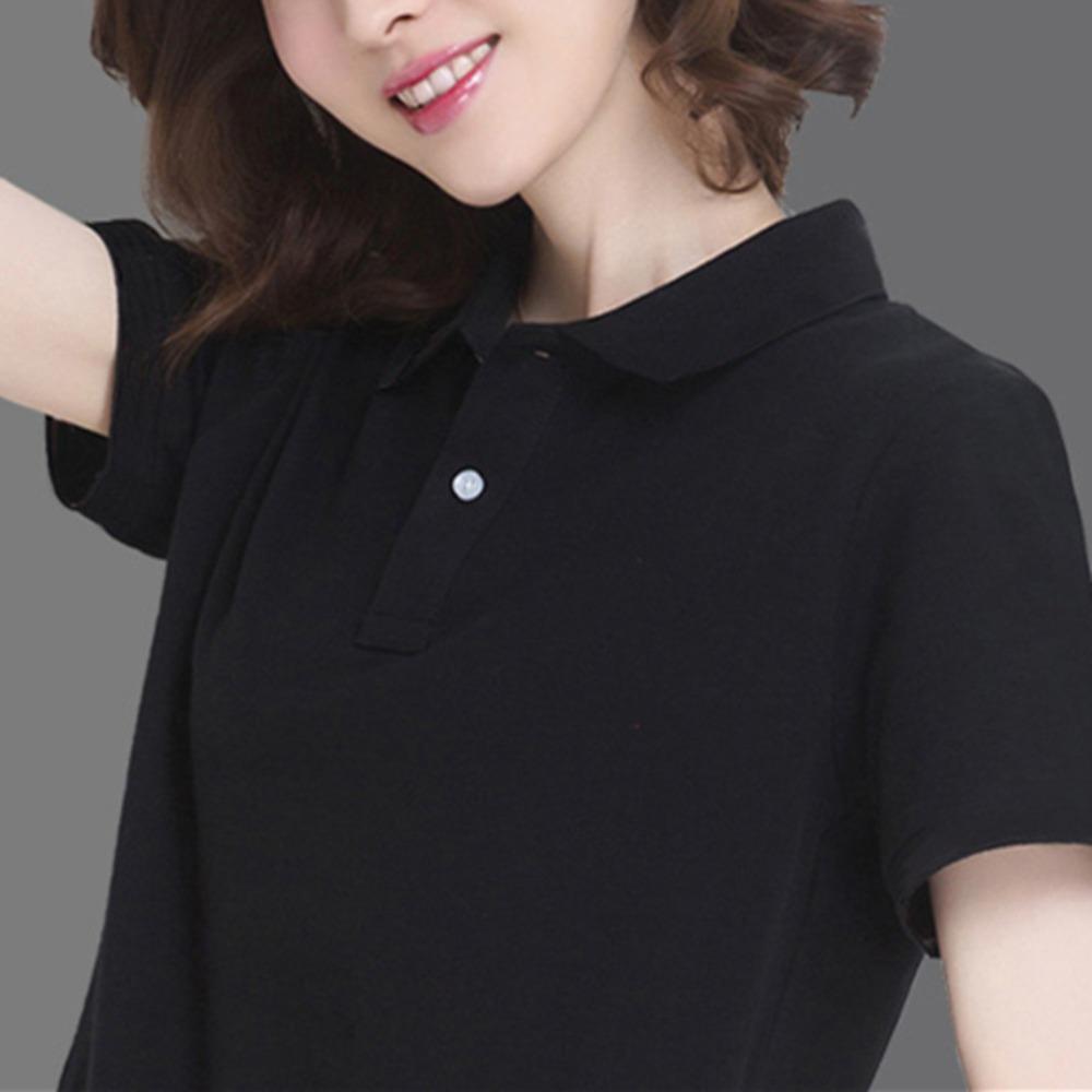 Maglietta da Donna a Maniche Corte con Collo a Polo, Tinta Unita, Vestibilità Regolare, Uniforme da College, Top Casual da Lavoro