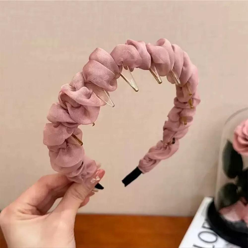 Lace Mesh Hair Hoop Solid Color Headwear Fashion Headband  Women