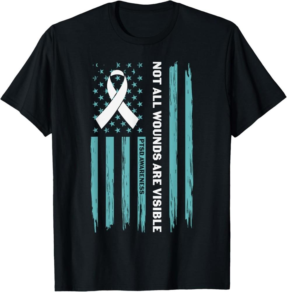 Not All Wounds Are Visible PTSD Awareness US Flag T-Shirt Unisex T-Shirt S
