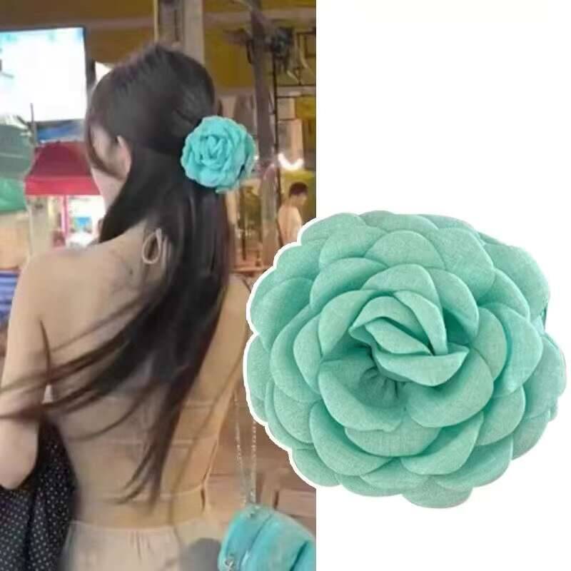 Fabric Rose Flower Large Size Claw Clips For Women Girls Clip Barrette Plastic Clamps Headwear Hair Accessories