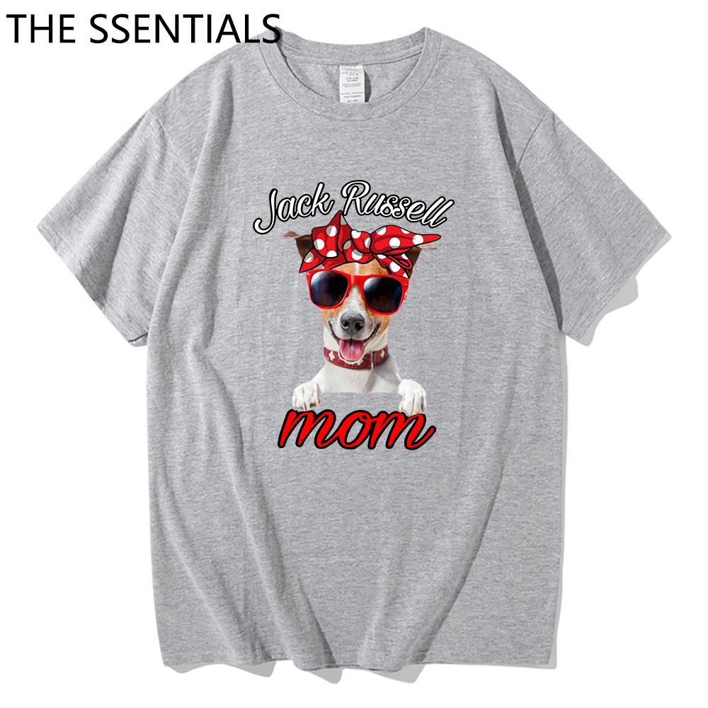 Jack Russell Terrier Mama T-Shirt Unisex Harajuku Lustige süße Hund Oma T-Shirts Unisex Cartoon Ästhetische Grafik Tägliche Baumwoll-T-Shirts