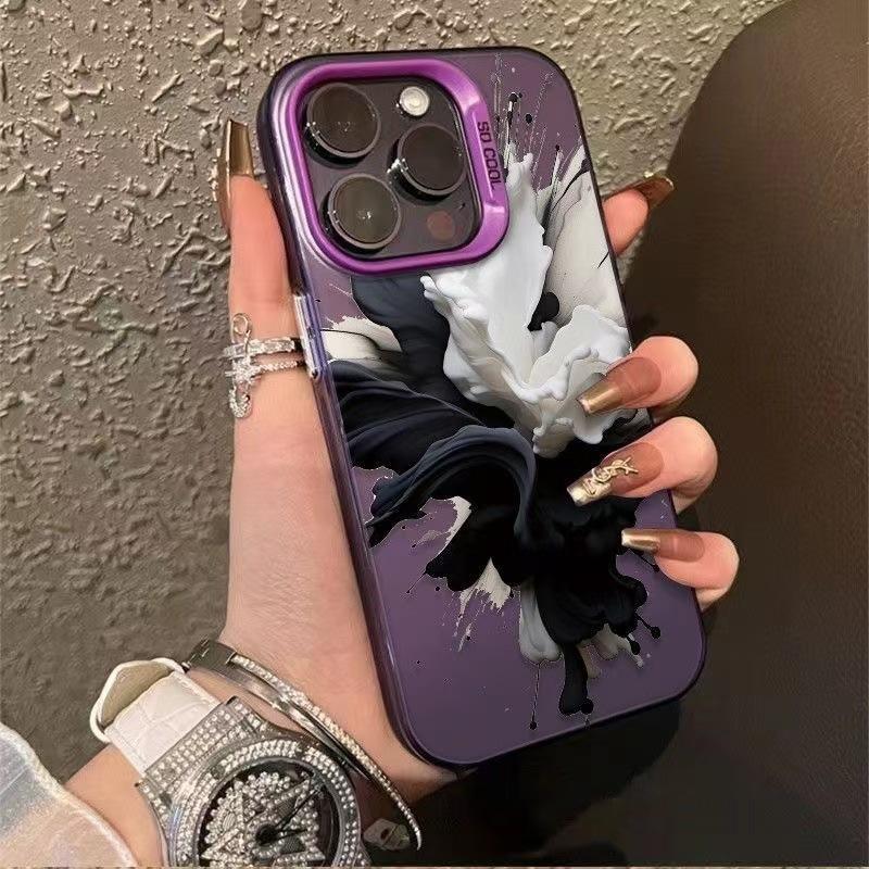 Black and White Ink Is Suitable for Iphone17 Mobile Phone Case 11 Apple 15promax/14 Anti-drop 13pro European and American Wind 16