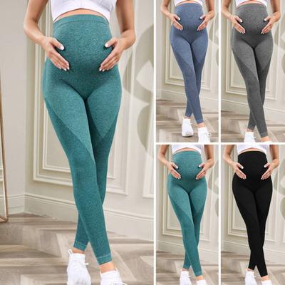 Leggings per gravidanza a vita alta maternità skinny per donne incinte supporto per la pancia leggins in maglia pantaloni modellanti per il corpo