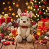 Christmas Linen Fabric French Bulldog Doll Ornament with Wreath - Exquisite Soft-Filled Puppy Figurine
