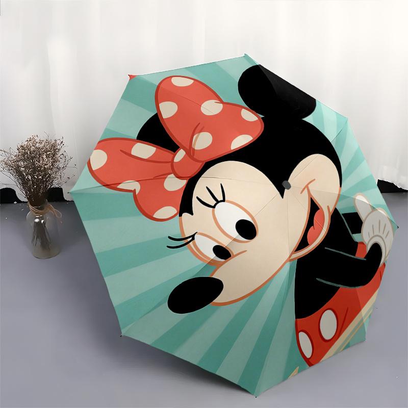 Minnie Mouse, Automatic Opening and Closing Umbrella, Compact Travel Umbrella, Lightweight and Portable, Suitable for Beach Commuting Busine