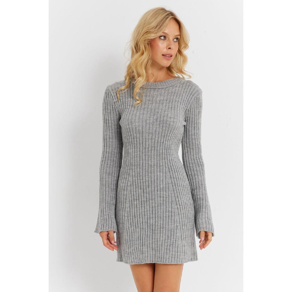 Women's Burgundy Spanish Sleeve Knitwear Mini Dress Yv273