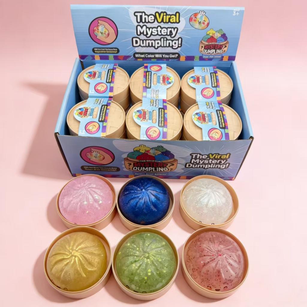 Brinquedos de Pressão para Dumpling, Pães de Dumpling Gigantes, Playsets, Bola de Estresse de Dumpling com Glitter de Subida Lenta, Brinquedos Fidget para Alívio do Estresse para Casa e Escritório