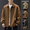 Men's 2025 Korean Casual Fashion Jacket - Spring/Autumn Versatile Retro American Twill Lapel Outerwear