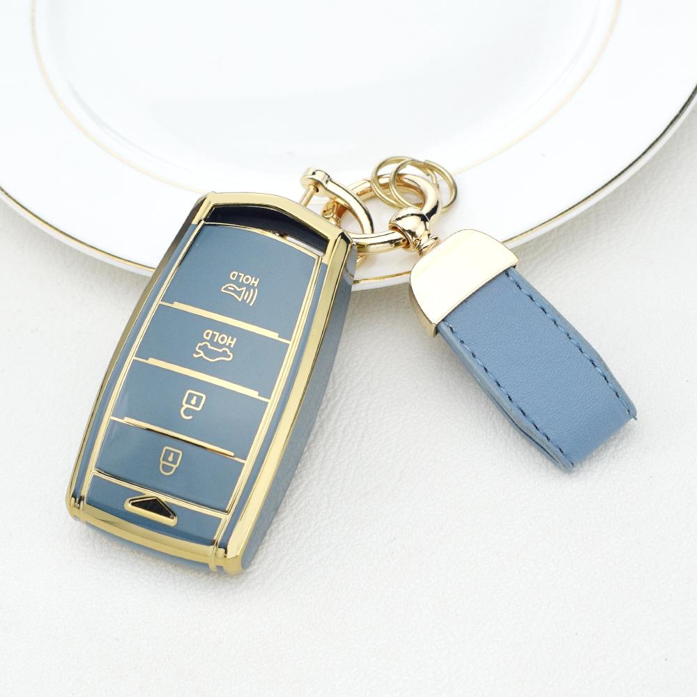 

4 Buttons TPU Car Smart Key Case Cover for HYUNDAI 2020 Genesis G70 G80 EQ900 G90 Auto Key Fob Shell Protector Accessories серый