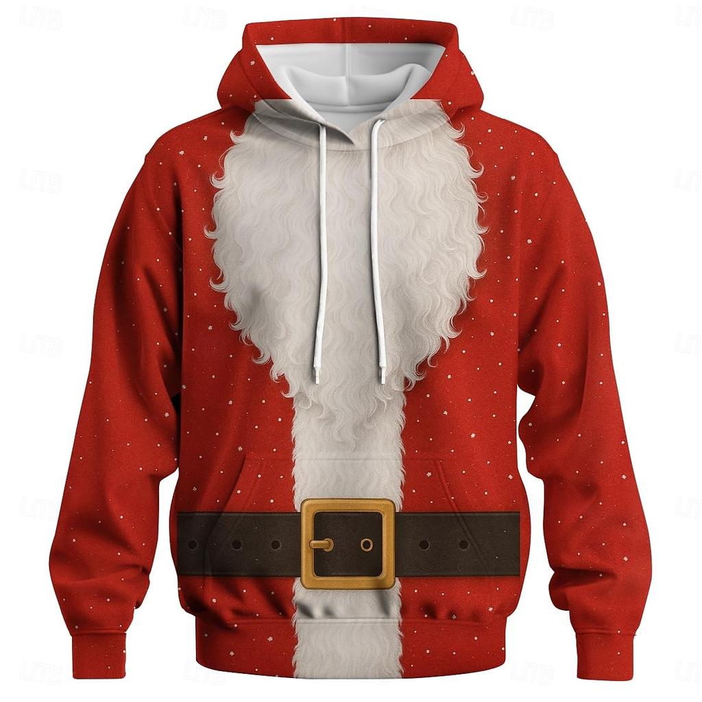 Christmas Hoodie Santa Claus Front Pocket Graphic Novelty Funny for Couple's Men's Women's Adults' 3D Print for Christmas Carnival New Year Party
