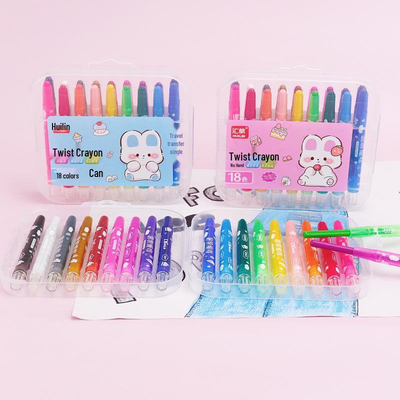 Huilin 18-Color Twistable Crayons for Kids, Non-Staining & Smooth Drawing No Additional Variants