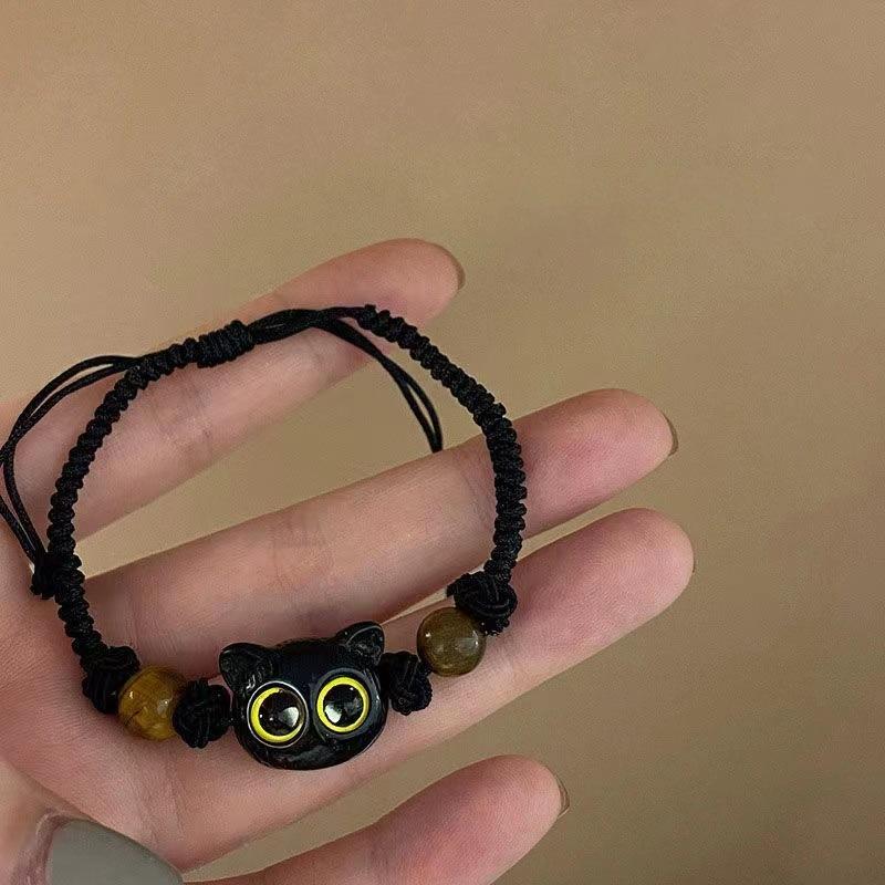 Steel Fun New Cartoon Cat Charm Bracelet for Women Halloween Gift Skeleton Tassel Hand Chain Girls Jewelry Gift Y2k Accessories