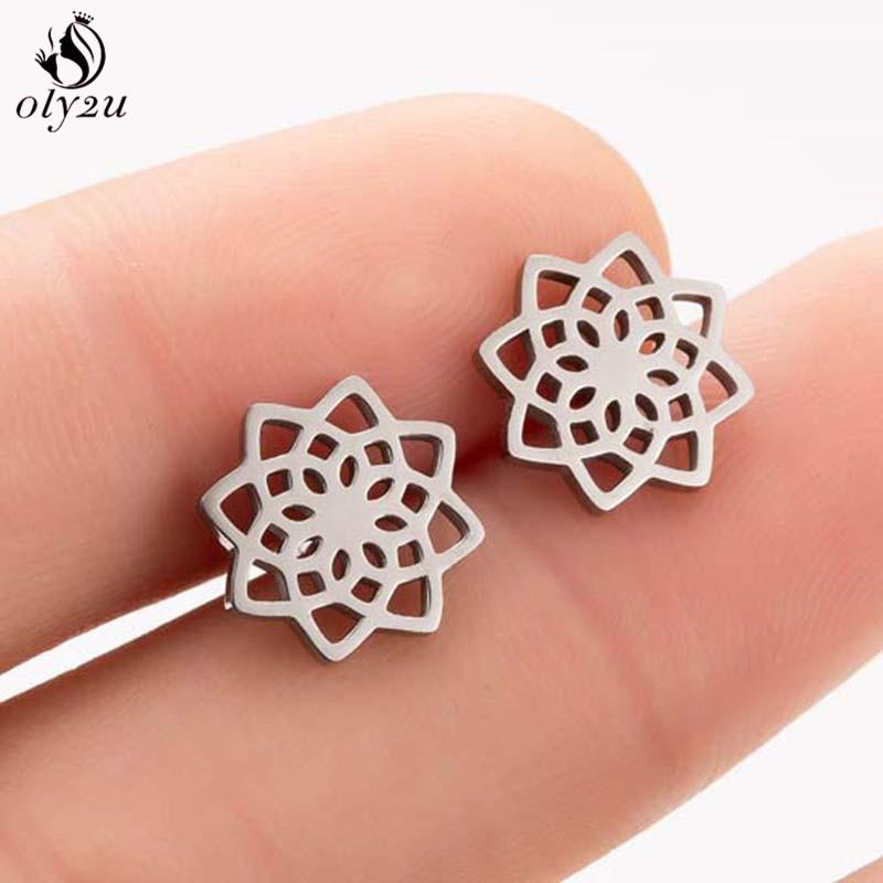 Bohemia Plant Stainless Steel Earrings Women Apple Cherry Leaf Mushroom Flower Stud Earring Piercing Jewelry