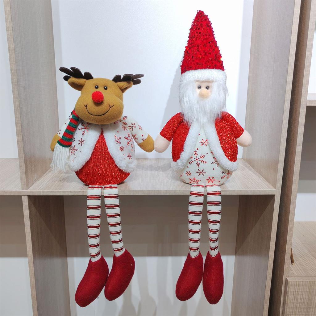 Christmas Plush Doll Desk Decoration Stuffed Toy Sitting Santa Snowman Reindeer Figure For Tabletop Mantels Display