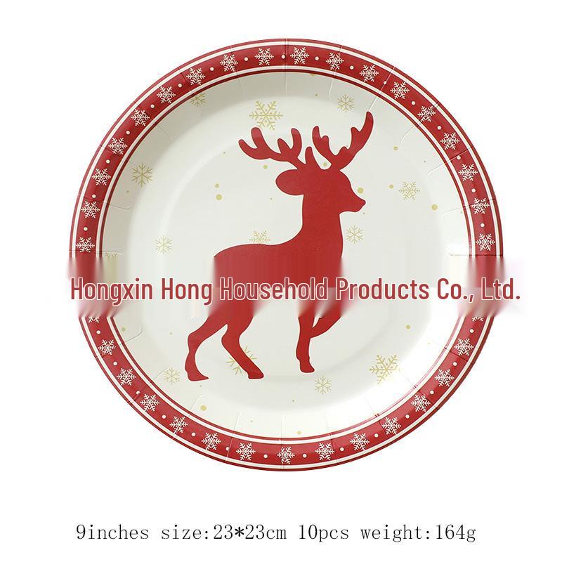 Festliches Weihnachtsgeschirr-Set: Pappteller, Servietten, Becher, Unregelmäßige Teller, Tischdecke, Besteck für Neujahrspartys