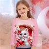 Children's Clothing Girl T-Shirts Long Sleeve Cute Cat 3D Print Casual Kids Spring Fall Clothes Girl Cartoon T-Shirts