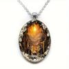 Exquisite Oval-shaped Pendant, Beautiful Evening Accessory Necklace