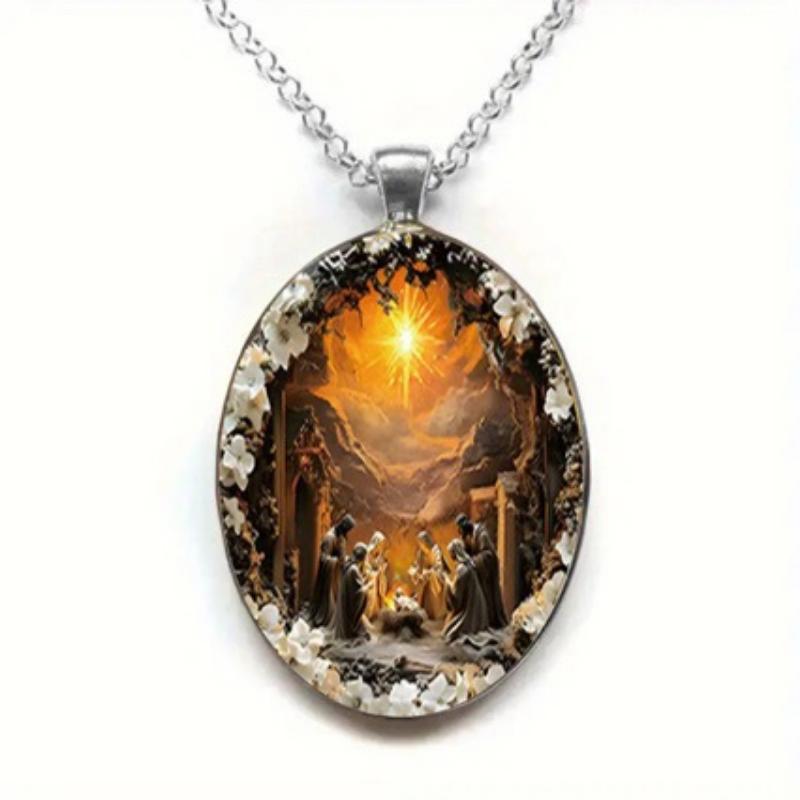 Exquisite Oval-shaped Pendant, Beautiful Evening Accessory Necklace