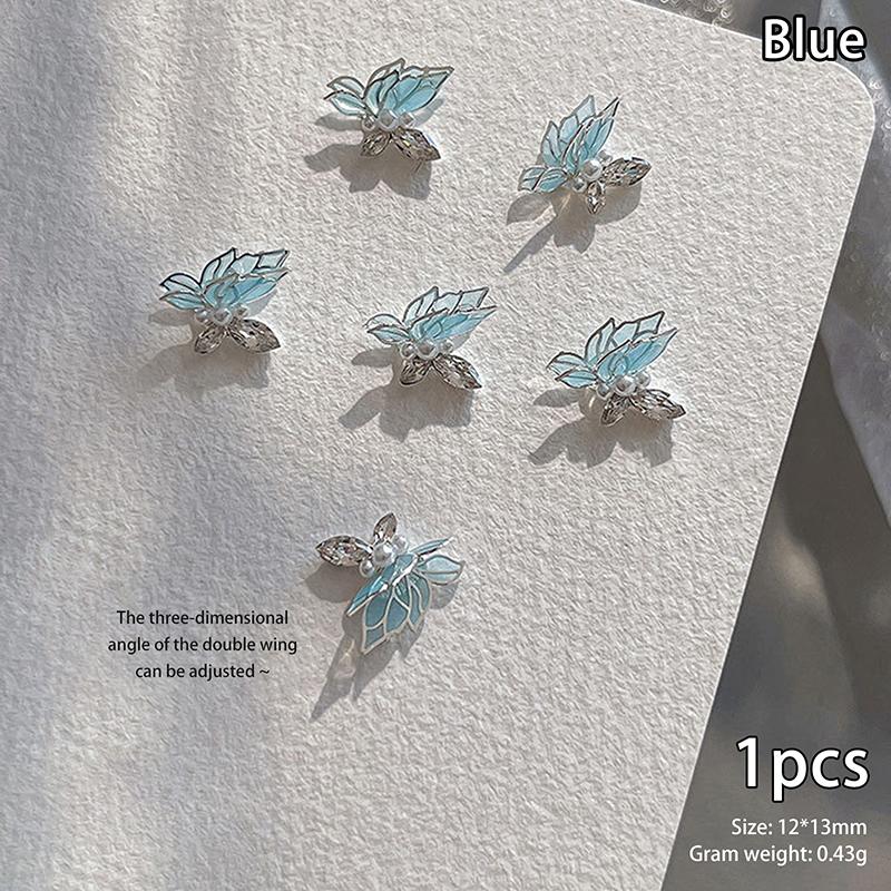 Doppelzirkon Schmetterling Nagelkunst Charm 3D Perlen Kristall Schmetterling Nagelornament DIY Exquisite Nagelzubehör