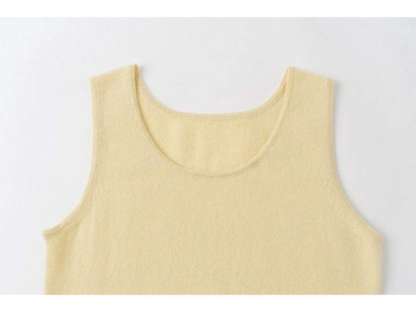 Simple Cashmere U-Neck Sleeveless Knit Camisole - Women's Autumn/Winter Warm Base Layer
