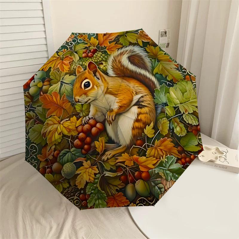

1PC Squirrel Fruit Umbrella-8-Rib Reinforced, Automatic Open, Lightweight & Durable, Cute Fashion Accessory for Outdoor-F2619