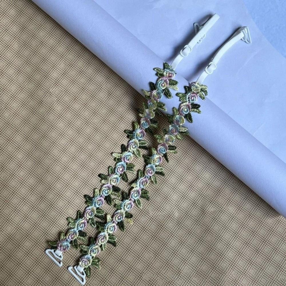 

Decorative Lace Floral Bra Straps Anti-slip Elastic Lingerie Strap Belt Adjustable Removable Floral Shoulder Belts Women One Size