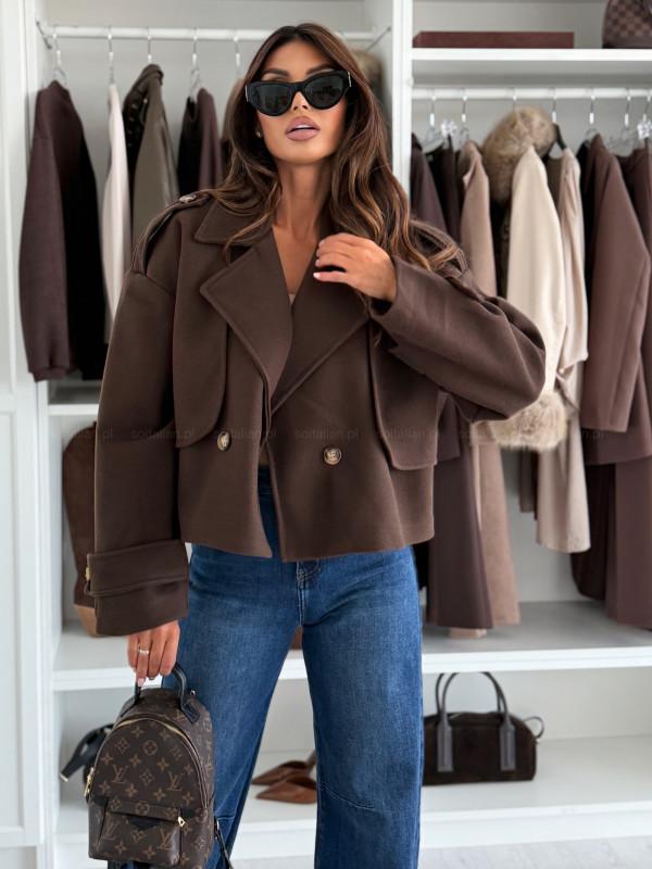 New in autumn and winter, solid color simple long-sleeved casual short woolen jacket women's clothing