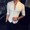 Camicia da uomo a maniche lunghe primaverili e autunnali Camicia slim a maniche a sette punti Camicia da lavoro da uomo