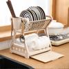 Household Countertop Storage Rack Double-layer Dish Drying Rack Drain Bowl Rack  for Storing