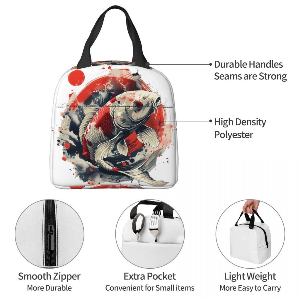 Koi Rising Insulated Lunch Bag for Women Office Cooler Thermal Food Box Tote Leakproof Lunch Boxes Container