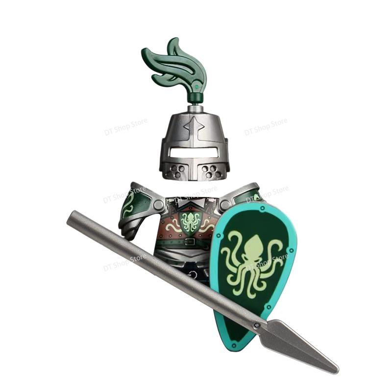 Medieval Ancient Castle Green Dragon Raven Knights Armour Assemble Scene Building Block Figures Children's Bricks DIY Toys Gifts