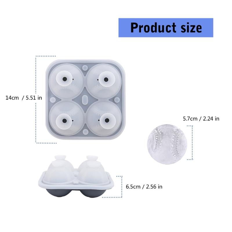 Moule à glaçons en forme de balle de baseball 3D Silicone Fabricant de boules de glace rondes pour boissons créatives et fêtes Outil de fabrication de bâtonnets de glace