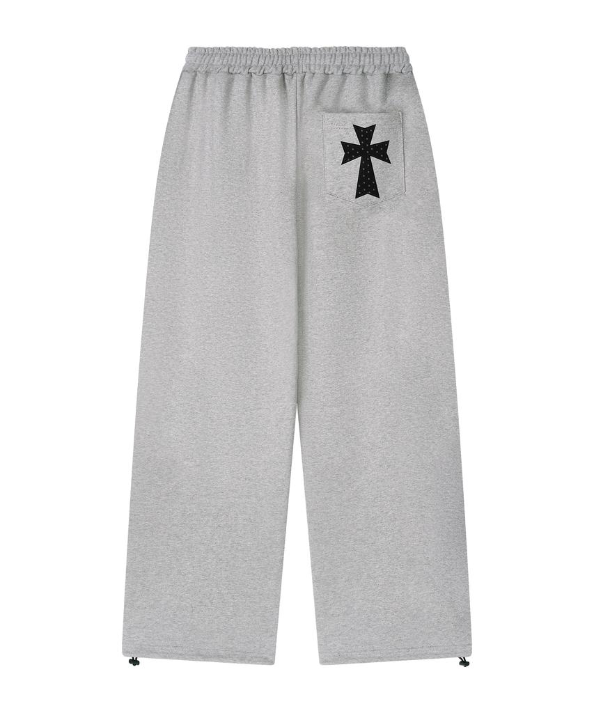 GRAVER [Unisex] Dot Cross Logo Embroidered Training Wide Pants_2 Colors