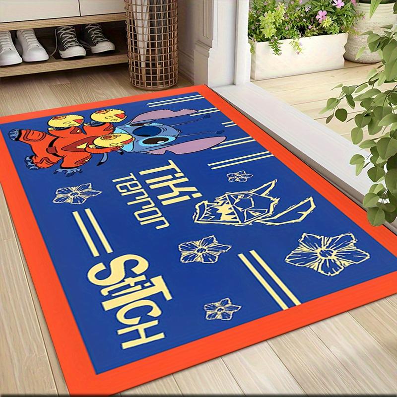 1pc Stitch Cartoon Carpet, 100% Polyester, Non-slip, Machine Washable, Waterproof, Outdoor Yard and Garden Decor, Home and Bedroom Decorative