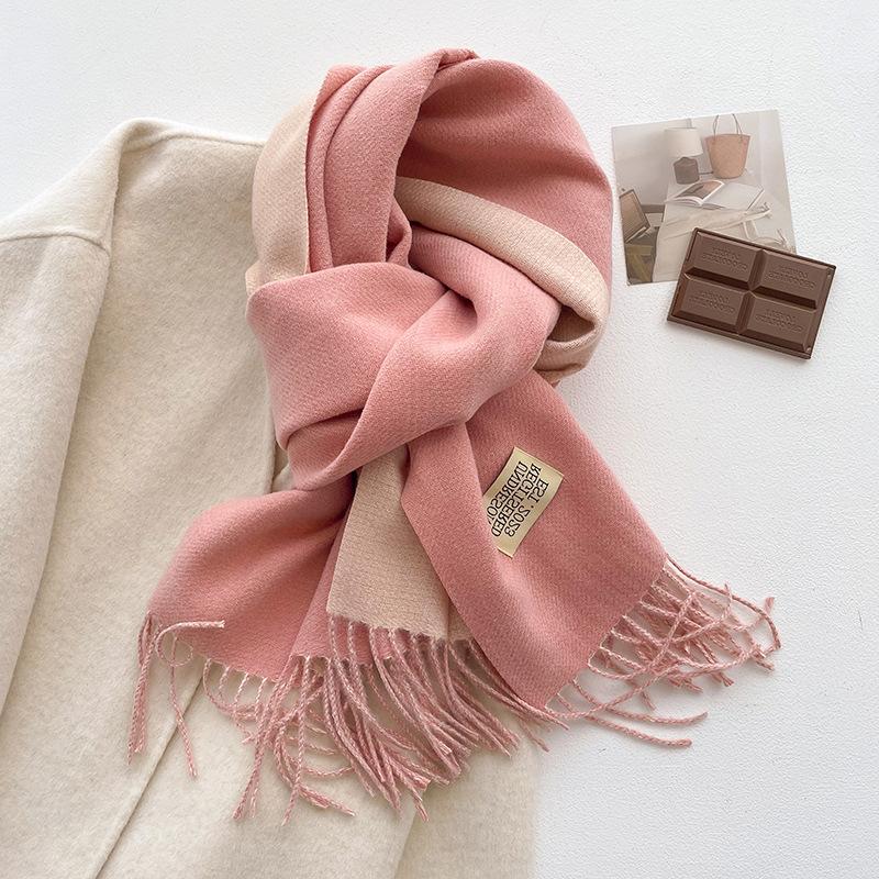 Super Soft Waxy Cashmere Scarf for Women in Winter High End  Korean Version  Versatile Camel Color  Double sided Solid Color  Warm Scarf for Mother