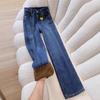 Today's Narrow Version of Velvet Wide-leg Jeans for Women's Autumn and Winter, New Thickened High-waisted Loose Straight Pants