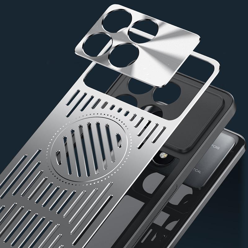 For Xiaomi Redmi K70E 5G Case TPU+Aluminum Alloy Anti-Fall Phone Cover Heat Dissipation