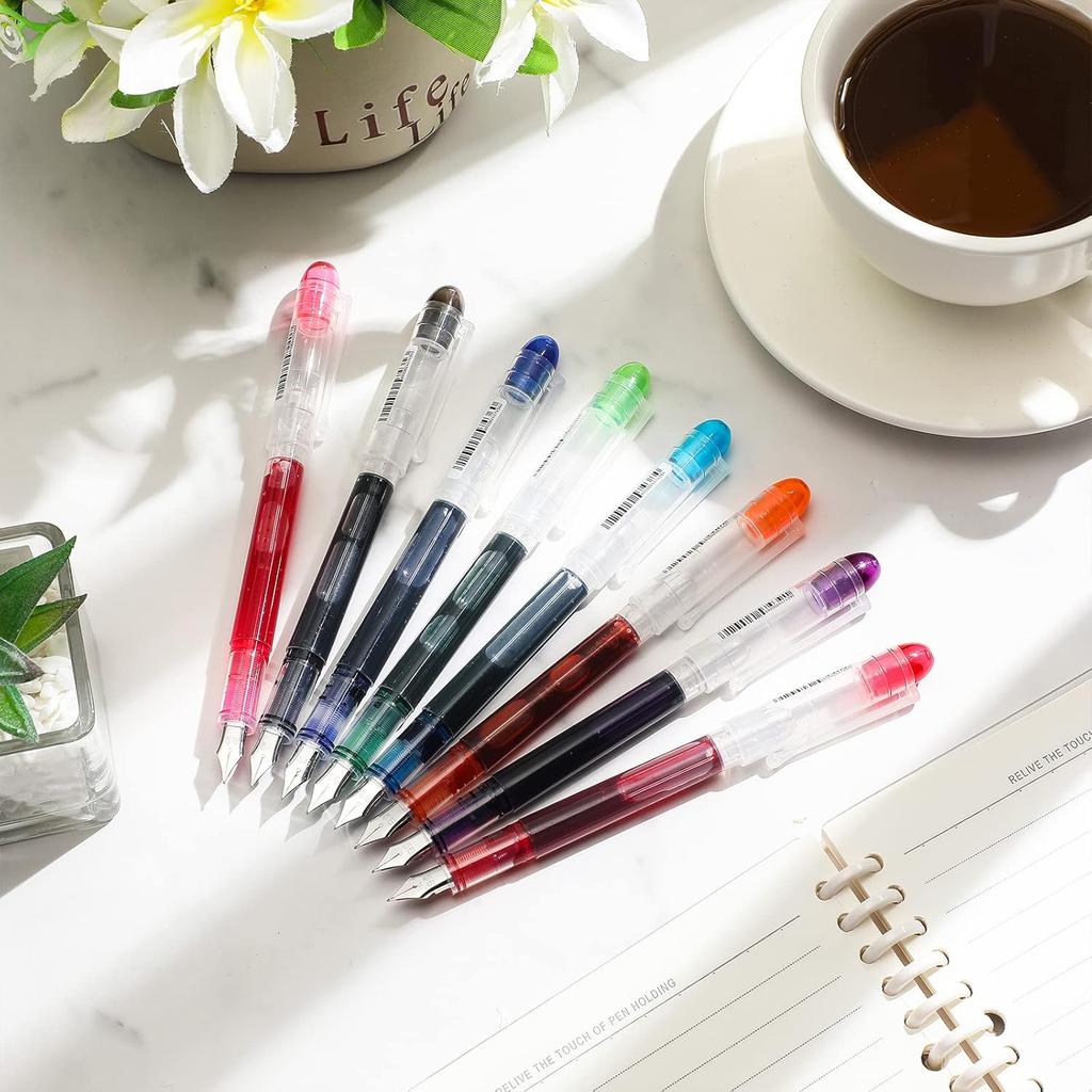 40 Pack Disposable Fountain Pens Set, Colored Ink Extra Fine Nib Classic Design Large Capacity Calligraphy Pens for Journaling, Office Supplies for