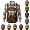 Herren Langarm-Button-Down-Hemd mit 3D-Druck, klassischem Kragen, lockerem Schnitt, Vintage-Stil für Festivals, Partys, Outdoor-Aktivitäten