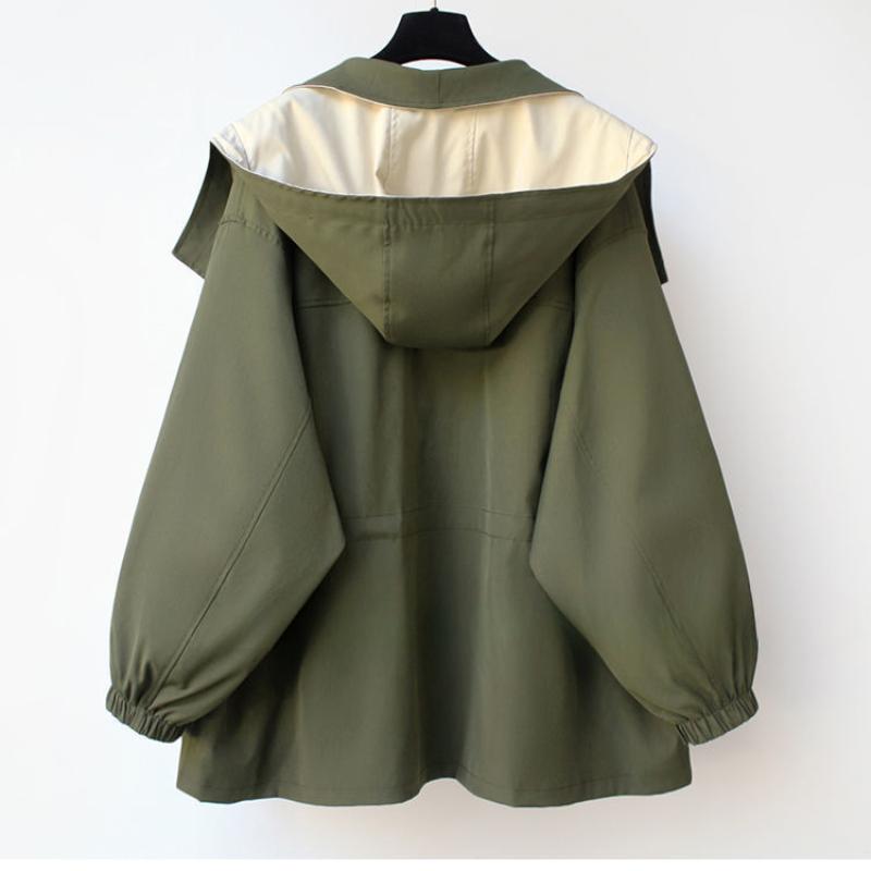 Spring and Autumn Waist Mid-length Windbreaker Korean Version of High-end Women's Casual Tooling Jacket