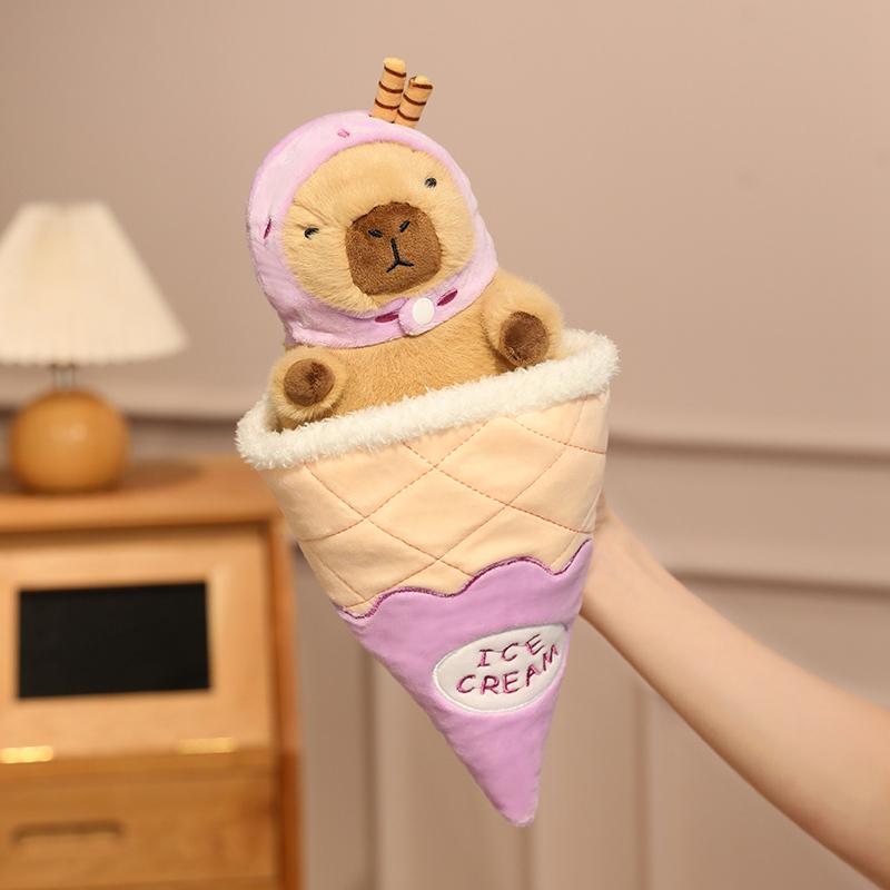 

TreasuringU Adorable Capybara Ice Cream Plush Playthings Cartoon Animals Gentle Stuffed Pillow Dolls Warm Season Toy Birth Date Gifts