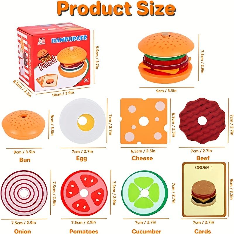 Fascinating wooden burger toy - Play set with order card sorting game, suitable for children over 3 years old, as Halloween, Christmas gifts
