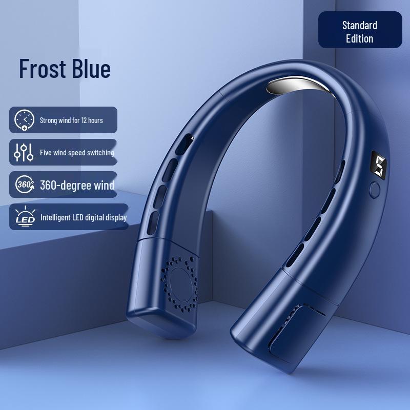 USB Rechargeable Portable Neck Fan: Leafless Mini Turbine Design for Outdoor Use